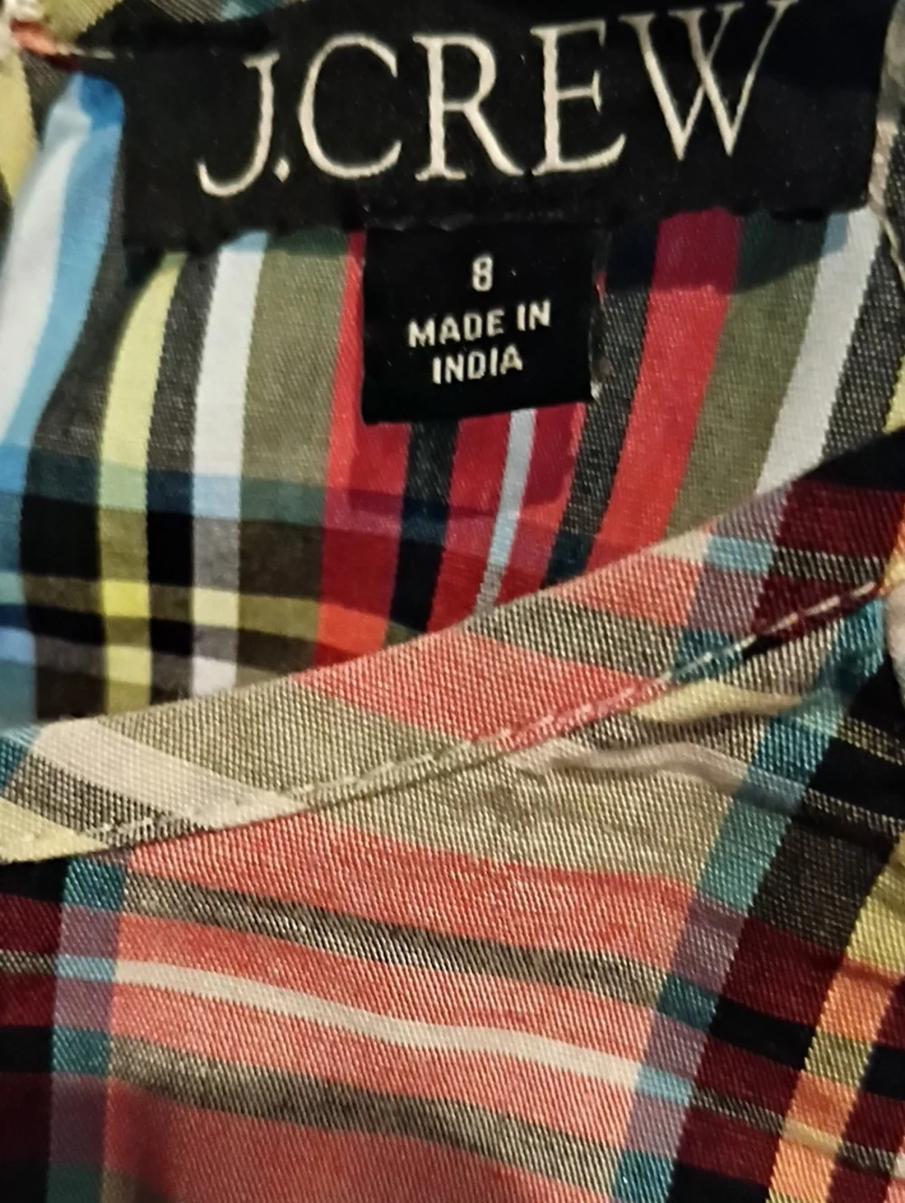 J. Crew Multicolor Plaid Blouse with Flared Hem